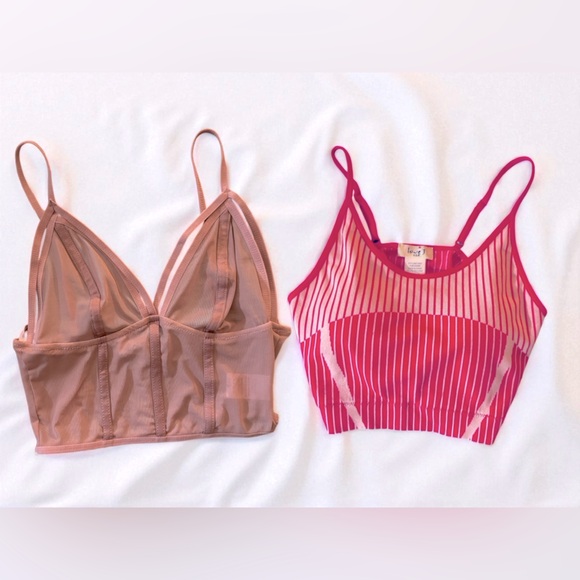 Love J | 2 Stylish Pink Tank Tops / Bralette Set | Sm/Med Dusty Pink / Hot Pink - Picture 1 of 16
